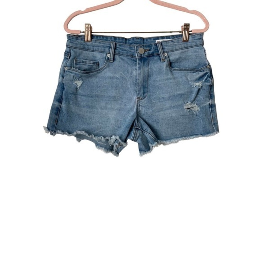 Blank‎ NYC Shorts Womens 29 Blue Astor Distressed Raw Hem Denim Organic Cotton